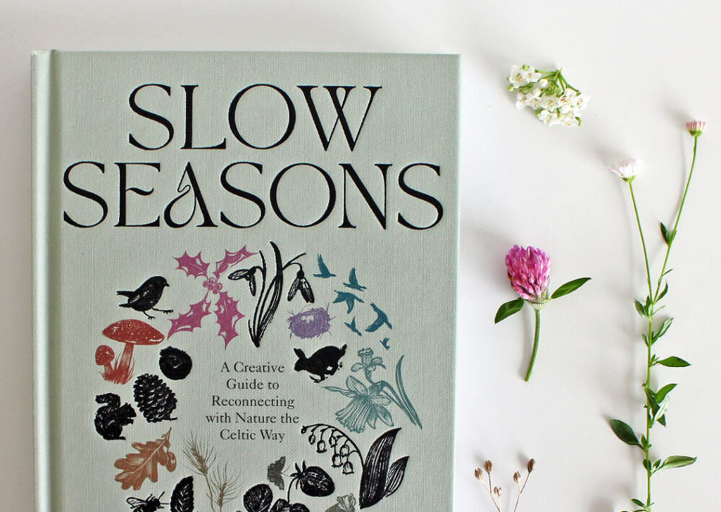 Slow Season book cover image styled with wildflowers